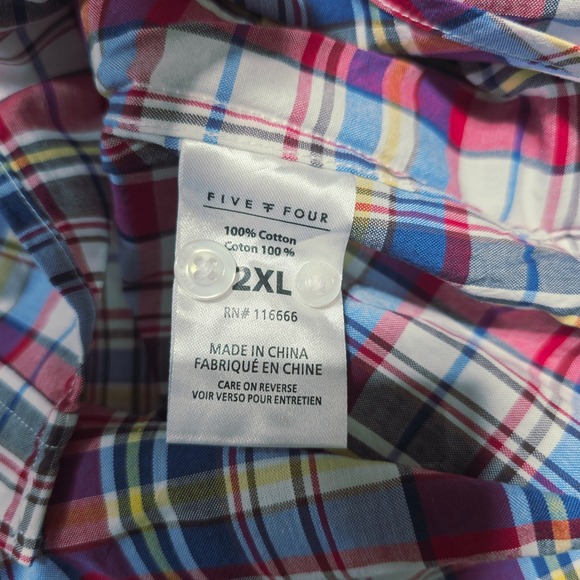 NEW Five Four‎ Plaid Button Up Long Sleeve Casual Shirt, Red, 2XL - Picture 5 of 9